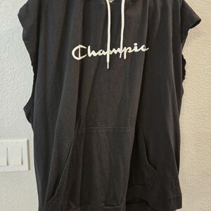 Champion Black Hoodie with White Logo
